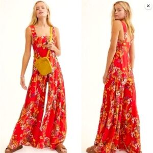 Free People Aloha One Piece Jumpsuit from Revolve- red- SIZE SMALL